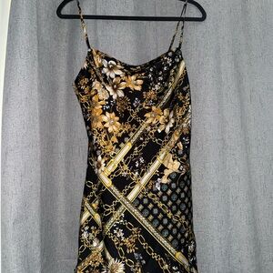 Princess Polly Black and Gold Patterned Dress